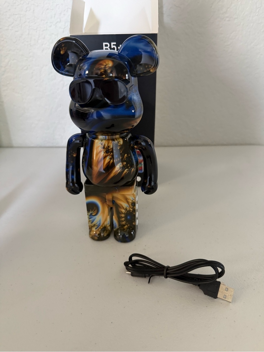 Bear-Shaped Portable Bluetooth Speaker in Blue & Gold